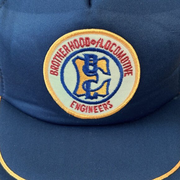 VINTAGE 80s Brotherhood Locomotive Engineers Trucker Net Cap - Picture 2 of 7